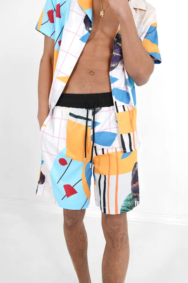Sixth June Paris Shorts and Swimwear Tropical Fluid Shorts White Multi 8211 Men Sixth June Paris Shorts and Swimwear Tropical Fluid Shorts White Multi 8211 Men
