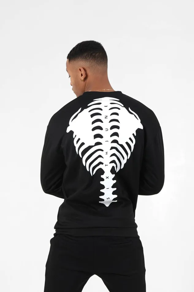 Sixth June Paris Sweats Knitwear Back Bones Sweatshirt Black 8211 Men Sixth June Paris Sweats Knitwear Back Bones Sweatshirt Black 8211 Men