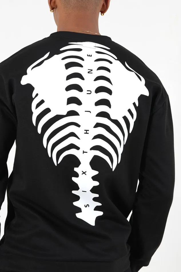 Sixth June Paris Sweats Knitwear Back Bones Sweatshirt Black 8211 Men Sixth June Paris Sweats Knitwear Back Bones Sweatshirt Black 8211 Men