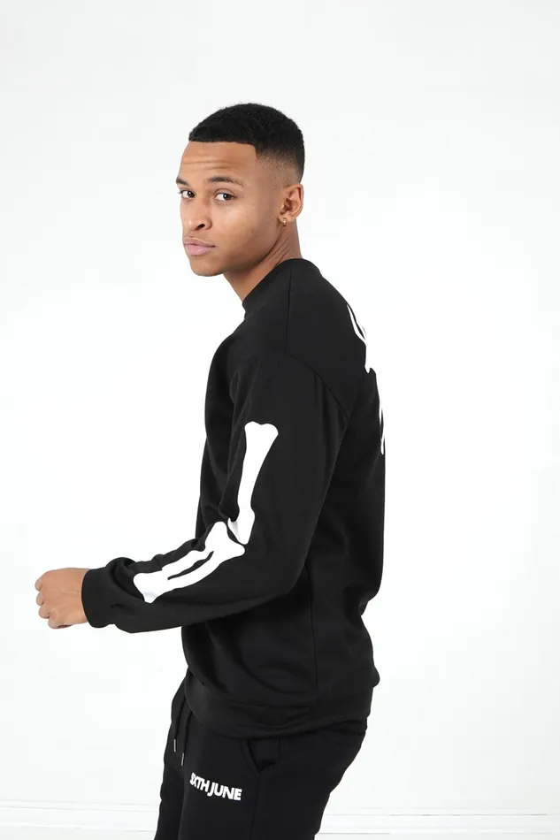 Sixth June Paris Sweats Knitwear Back Bones Sweatshirt Black 8211 Men Sixth June Paris Sweats Knitwear Back Bones Sweatshirt Black 8211 Men