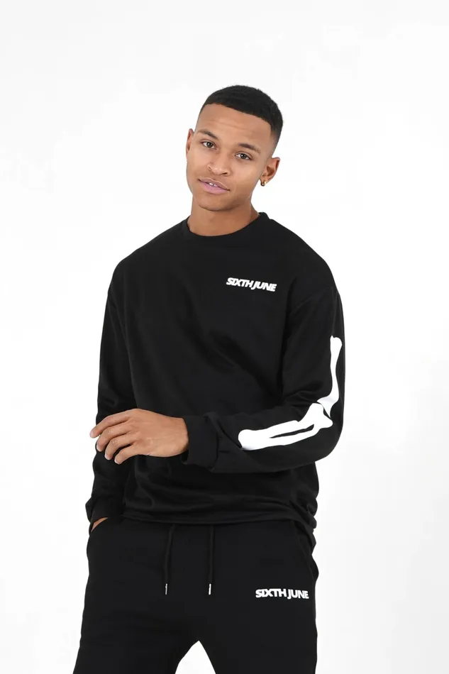 Sixth June Paris Sweats Knitwear Back Bones Sweatshirt Black 8211 Men Sixth June Paris Sweats Knitwear Back Bones Sweatshirt Black 8211 Men