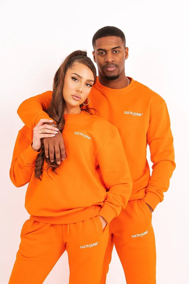 Sixth June Paris Sweats Knitwear Soft Embroidered Logo Sweatshirt Orange 8211 Men Sixth June Paris Sweats Knitwear Soft Embroidered Logo Sweatshirt Orange 8211 Men