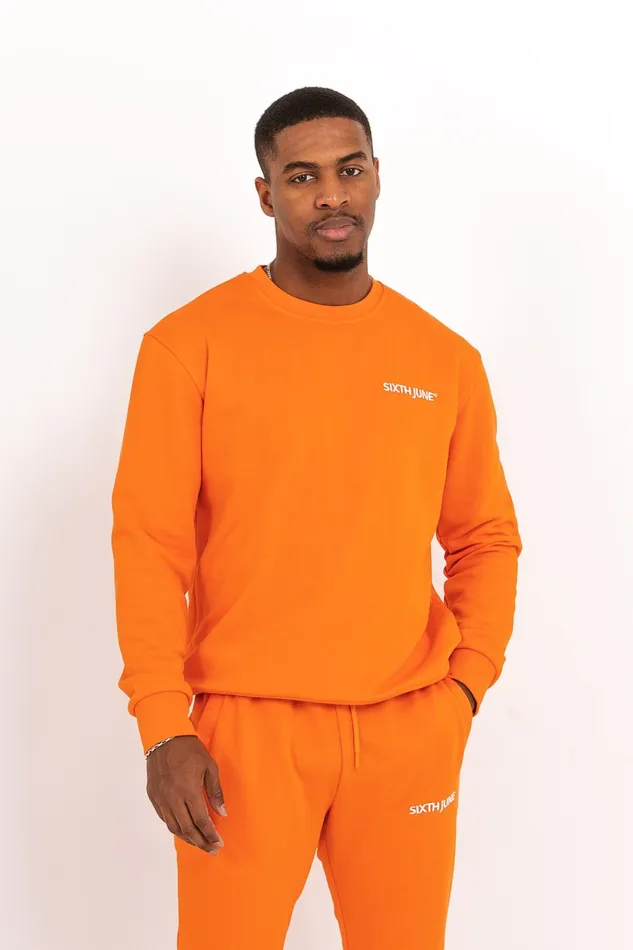 Sixth June Paris Sweats Knitwear Soft Embroidered Logo Sweatshirt Orange 8211 Men Sixth June Paris Sweats Knitwear Soft Embroidered Logo Sweatshirt Orange 8211 Men