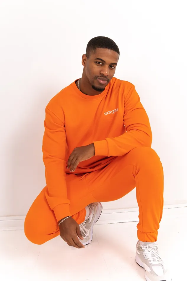 Sixth June Paris Sweats Knitwear Soft Embroidered Logo Sweatshirt Orange 8211 Men Sixth June Paris Sweats Knitwear Soft Embroidered Logo Sweatshirt Orange 8211 Men