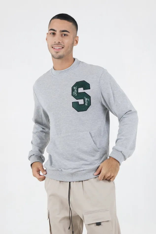 Sixth June Paris Sweats Knitwear Varsity Logo Patch Sweatshirt Grey 8211 Men Sixth June Paris Sweats Knitwear Varsity Logo Patch Sweatshirt Grey 8211 Men