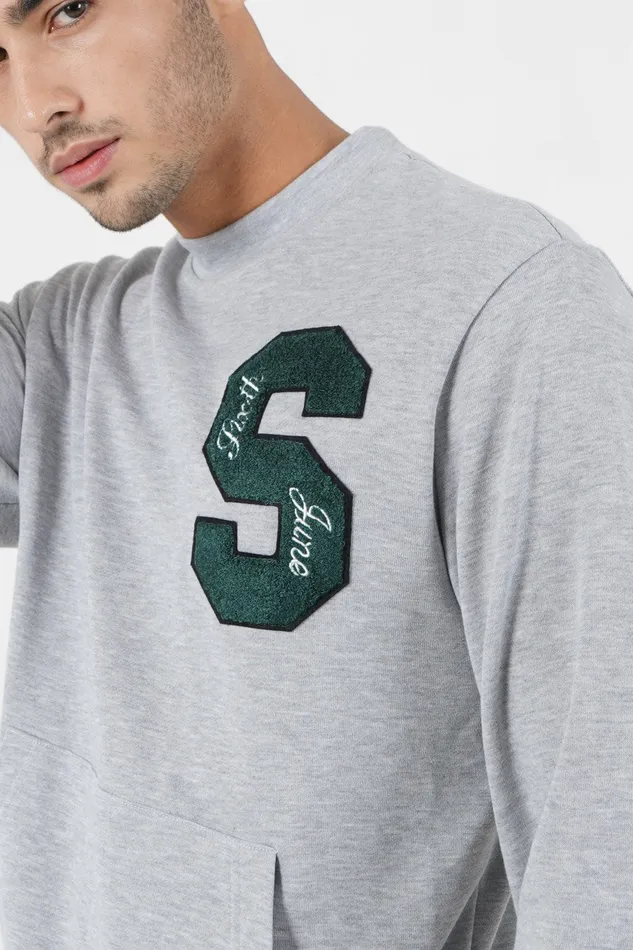 Sixth June Paris Sweats Knitwear Varsity Logo Patch Sweatshirt Grey 8211 Men Sixth June Paris Sweats Knitwear Varsity Logo Patch Sweatshirt Grey 8211 Men