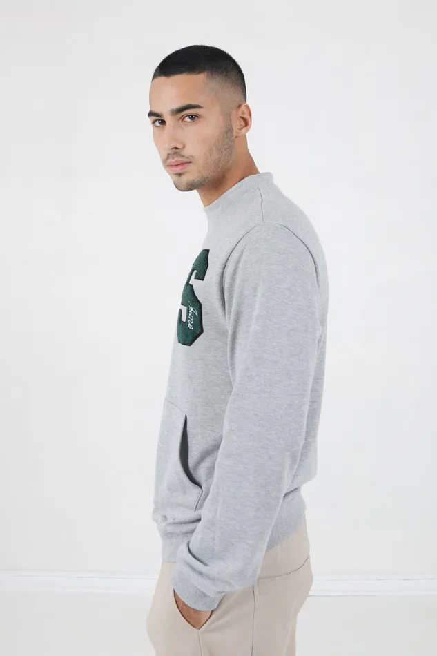 Sixth June Paris Sweats Knitwear Varsity Logo Patch Sweatshirt Grey 8211 Men Sixth June Paris Sweats Knitwear Varsity Logo Patch Sweatshirt Grey 8211 Men