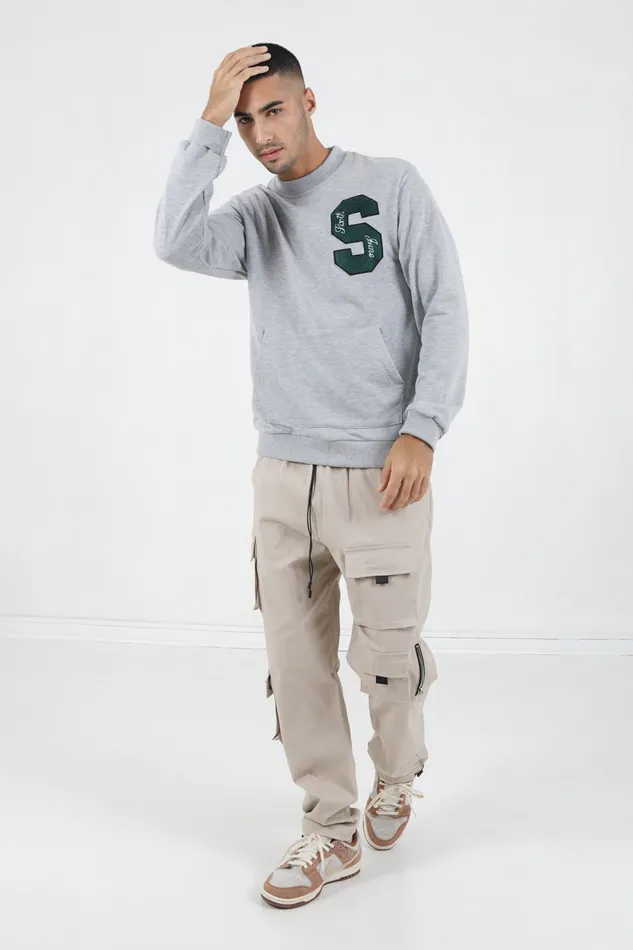 Sixth June Paris Sweats Knitwear Varsity Logo Patch Sweatshirt Grey 8211 Men Sixth June Paris Sweats Knitwear Varsity Logo Patch Sweatshirt Grey 8211 Men