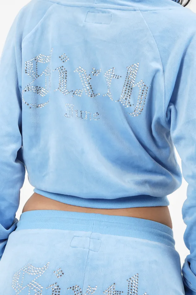Sixth June Paris Sweats Knitwear Velvet Strass Vest Blue 8211 Women Sixth June Paris Sweats Knitwear Velvet Strass Vest Blue 8211 Women