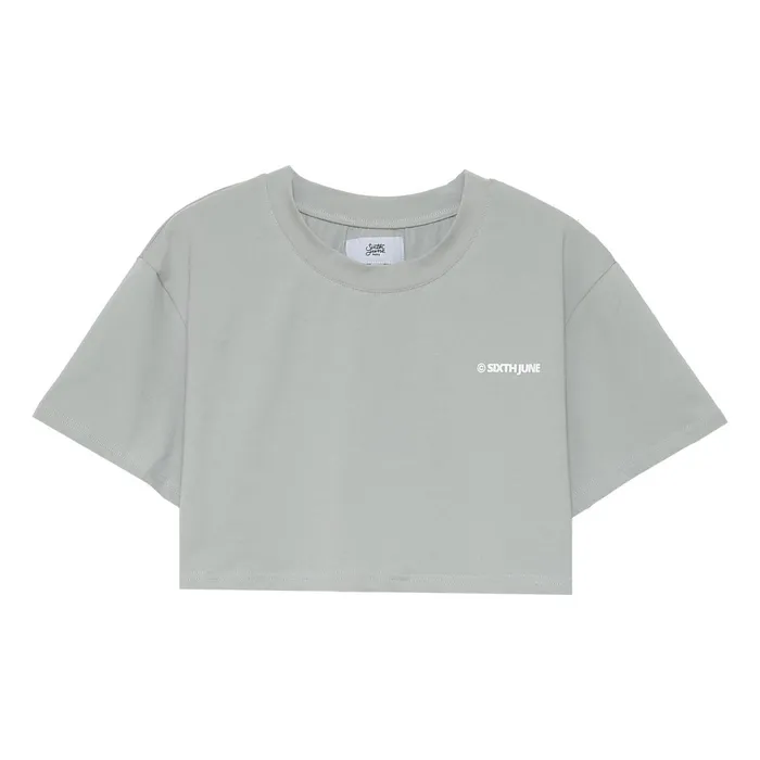 Sixth June Paris Tshirts Bodysuits Tops Double Logo Crop Tshirt Green 8211 Women Sixth June Paris Tshirts Bodysuits Tops Double Logo Crop Tshirt Green 8211 Women