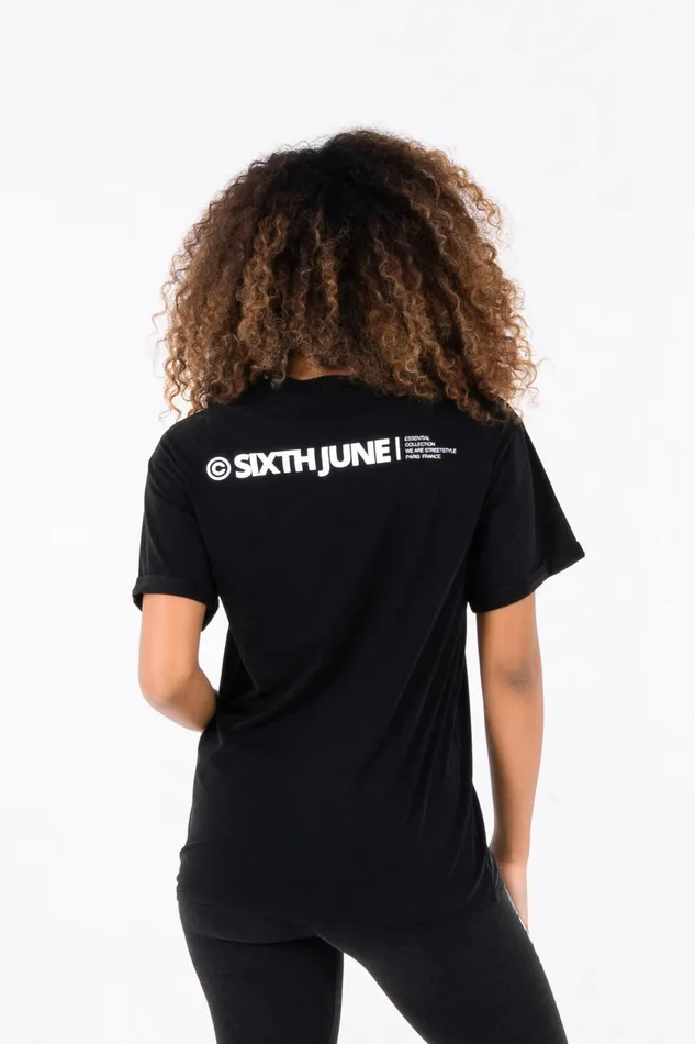 Sixth June Paris Tshirts Bodysuits Tops Printed Logo Tshirt Black 8211 Women