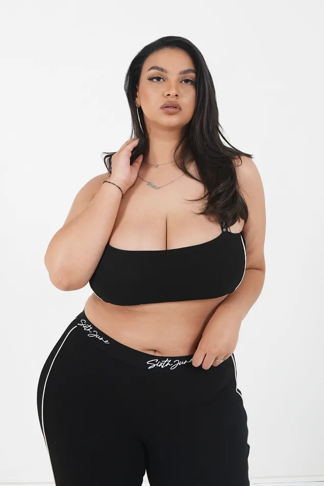 Sixth June Paris Tshirts Bodysuits Tops Ribbed Bra Curve Black 8211 Women