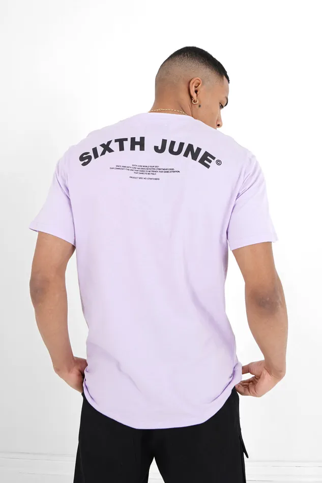 Sixth June Paris Tops Curved Logo Tshirt Purple 8211 Men Sixth June Paris Tops Curved Logo Tshirt Purple 8211 Men