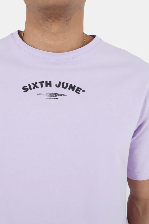 Sixth June Paris Tops Curved Logo Tshirt Purple 8211 Men Sixth June Paris Tops Curved Logo Tshirt Purple 8211 Men