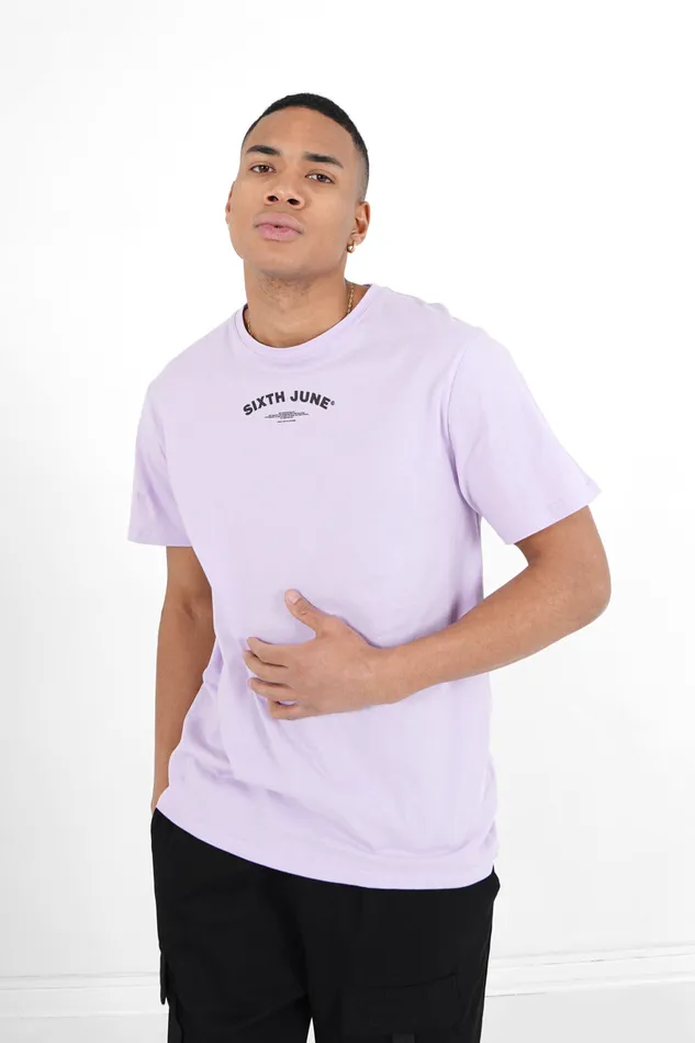 Sixth June Paris Tops Curved Logo Tshirt Purple 8211 Men Sixth June Paris Tops Curved Logo Tshirt Purple 8211 Men