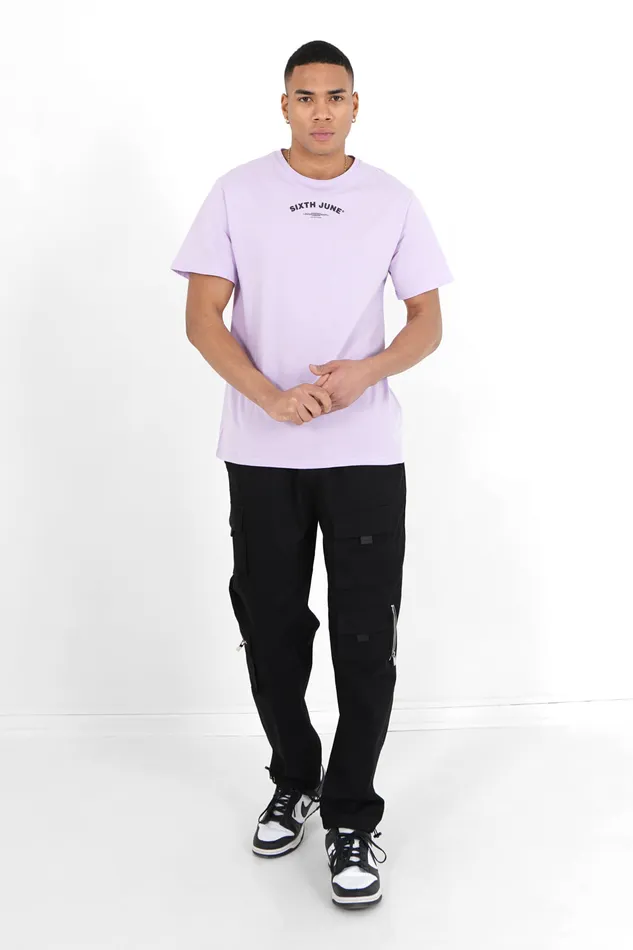 Sixth June Paris Tops Curved Logo Tshirt Purple 8211 Men Sixth June Paris Tops Curved Logo Tshirt Purple 8211 Men