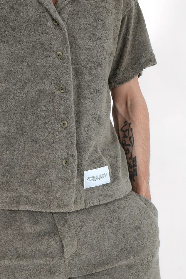 Sixth June Paris Tops Towel Monogram Shirt Green 8211 Men Sixth June Paris Tops Towel Monogram Shirt Green 8211 Men