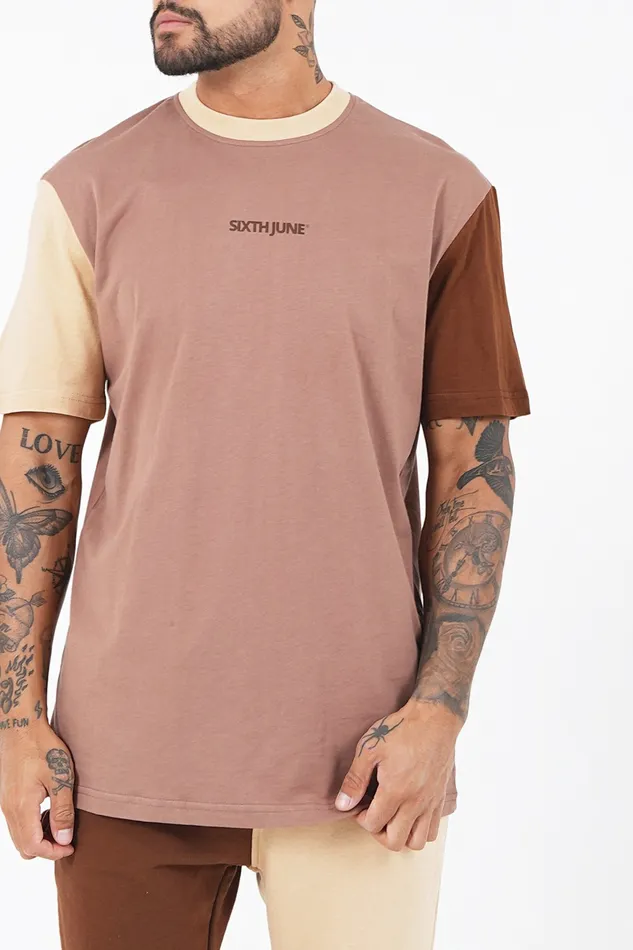 Sixth June Paris Tops Tricolored Logo Tshirt Beige Brown Multi 8211 Men Sixth June Paris Tops Tricolored Logo Tshirt Beige Brown Multi 8211 Men