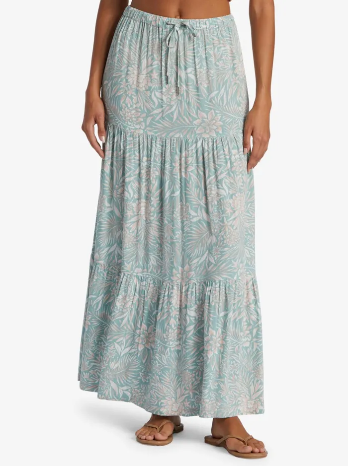 Skirts Women Roxy Bayside Ankle Length Skirt Blue Surf Planao Apparel