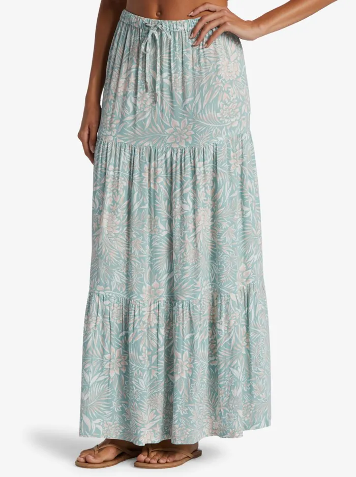 Skirts Women Roxy Bayside Ankle Length Skirt Blue Surf Planao Apparel