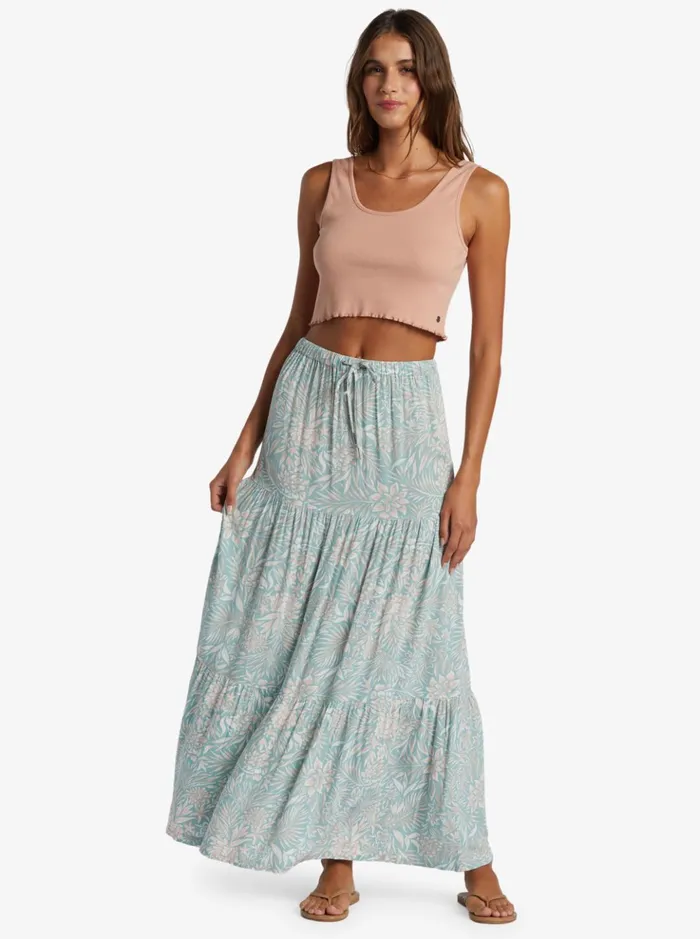 Skirts Women Roxy Bayside Ankle Length Skirt Blue Surf Planao Apparel