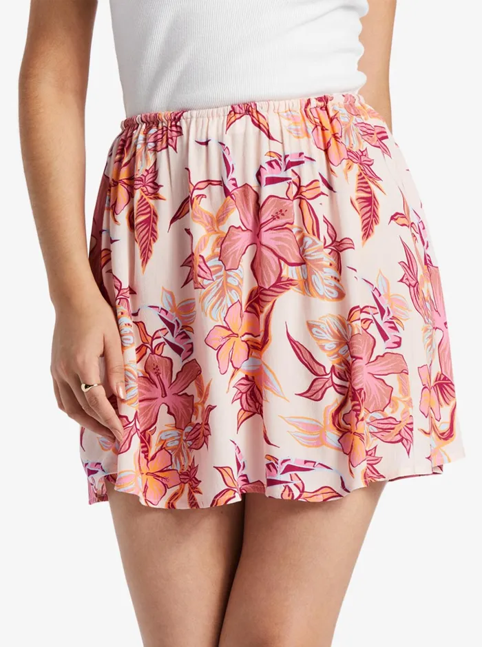 Skirts Women Roxy Para Paradise Drawstring Mini Skirt Pale Dogwood Kartofeel Tropica