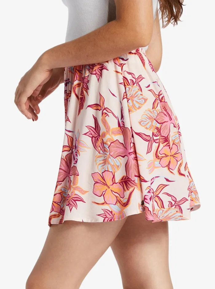 Skirts Women Roxy Para Paradise Drawstring Mini Skirt Pale Dogwood Kartofeel Tropica