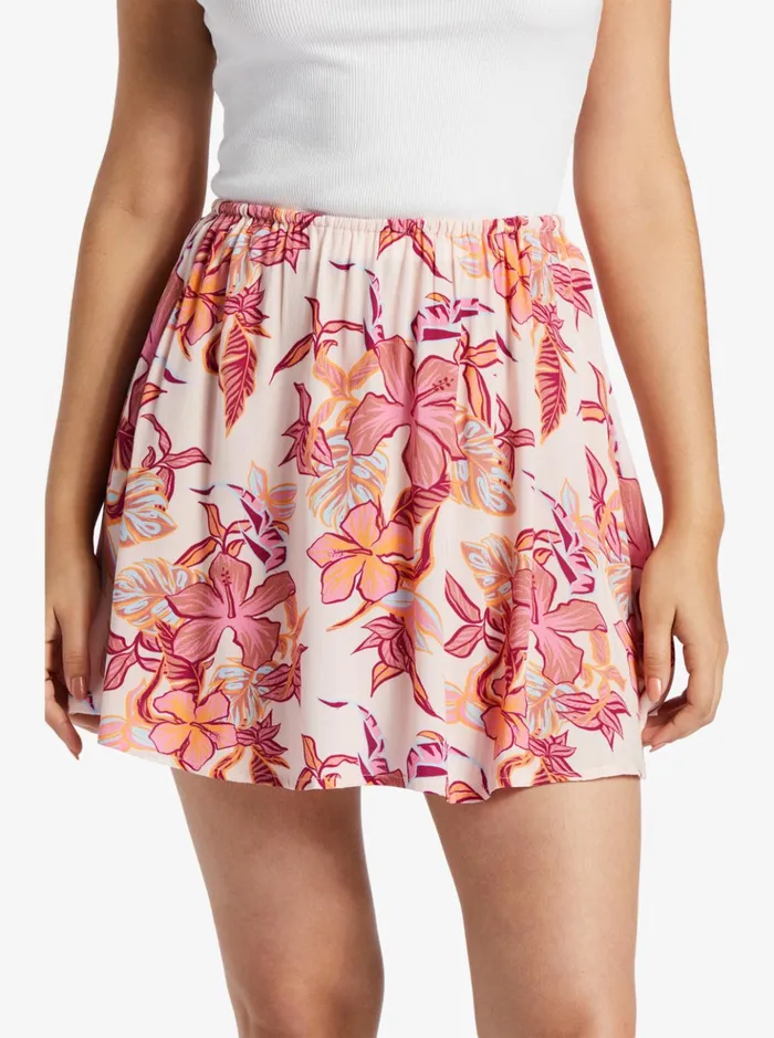 Skirts Women Roxy Para Paradise Drawstring Mini Skirt Pale Dogwood Kartofeel Tropica