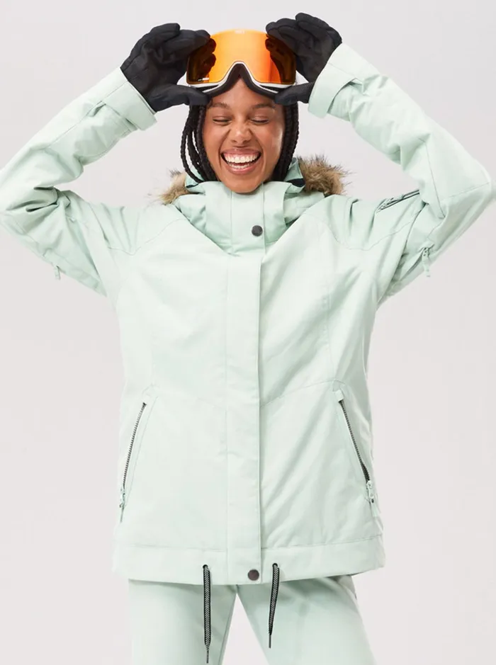 Snow Jackets Women Roxy Meade Technical Snow Jacket Cameo Green