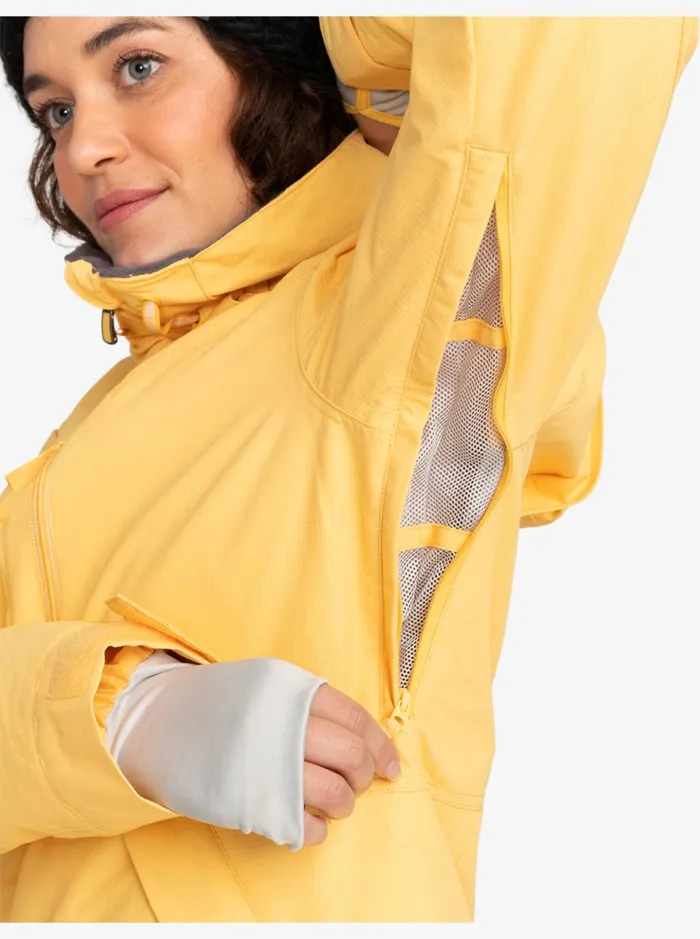 Snow Jackets Women Roxy Presence Parka Technical Snow Jacket Sunset Gold