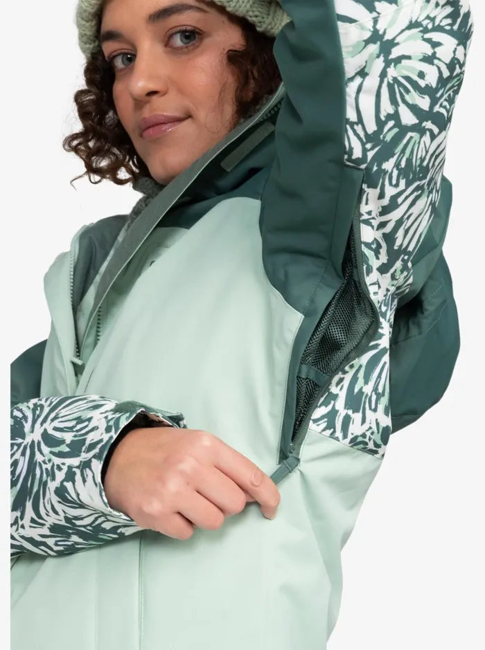 Snow Jackets Women Roxy Roxy Jetty Block Technical Snow Jacket Dark Forest Wild