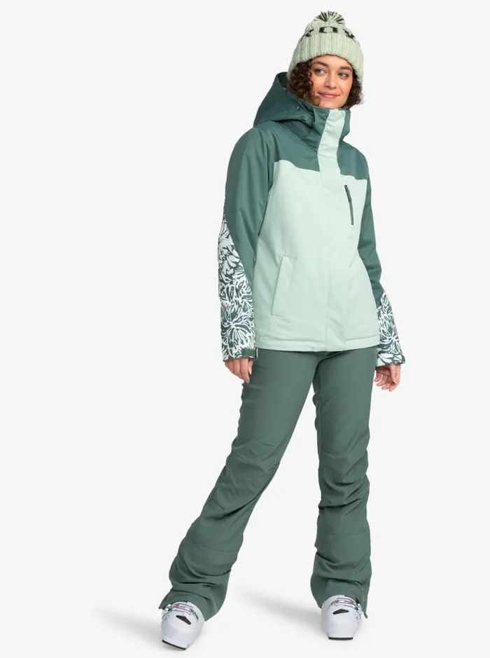 Snow Jackets Women Roxy Roxy Jetty Block Technical Snow Jacket Dark Forest Wild