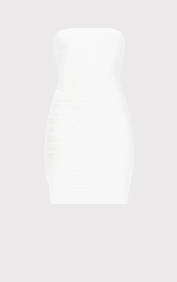 STRAPLESS BANDED MINI DRESS Alabaster Women HERV LEGR Dresses STRAPLESS BANDED MINI DRESS Alabaster Women HERV LEGR Dresses