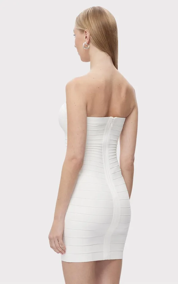 STRAPLESS BANDED MINI DRESS Alabaster Women HERV LEGR Dresses STRAPLESS BANDED MINI DRESS Alabaster Women HERV LEGR Dresses