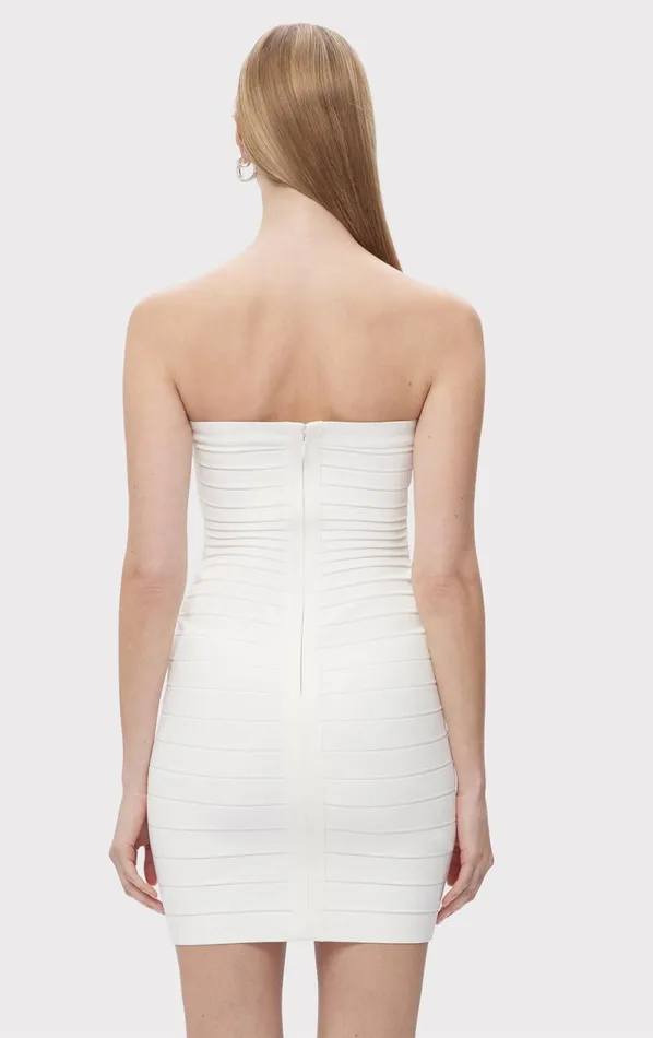 STRAPLESS BANDED MINI DRESS Alabaster Women HERV LEGR Dresses STRAPLESS BANDED MINI DRESS Alabaster Women HERV LEGR Dresses
