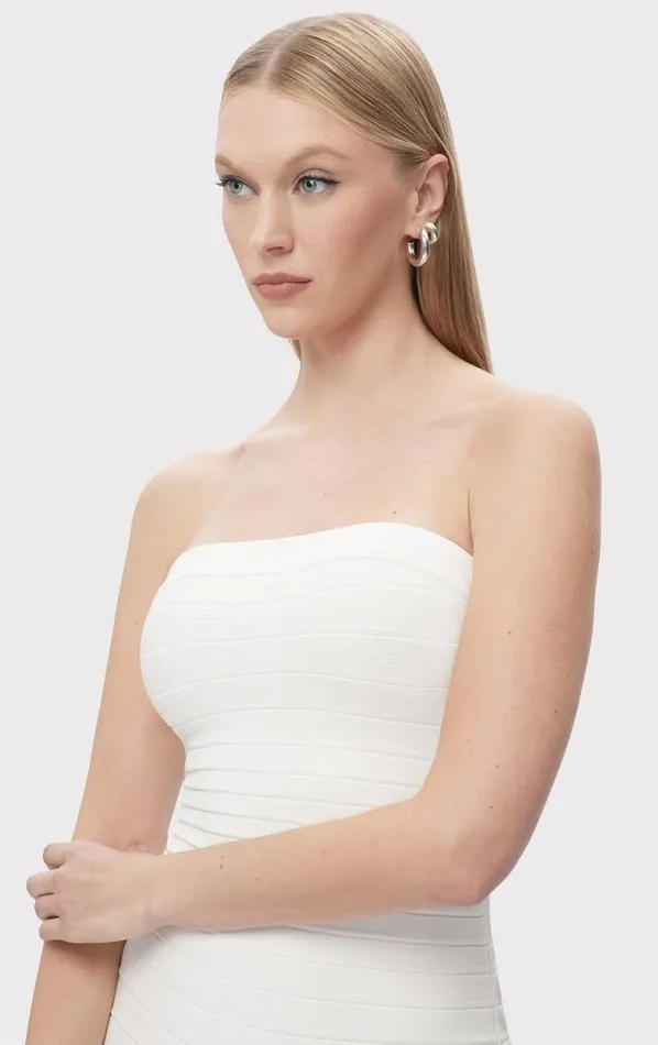 STRAPLESS BANDED MINI DRESS Alabaster Women HERV LEGR Dresses STRAPLESS BANDED MINI DRESS Alabaster Women HERV LEGR Dresses