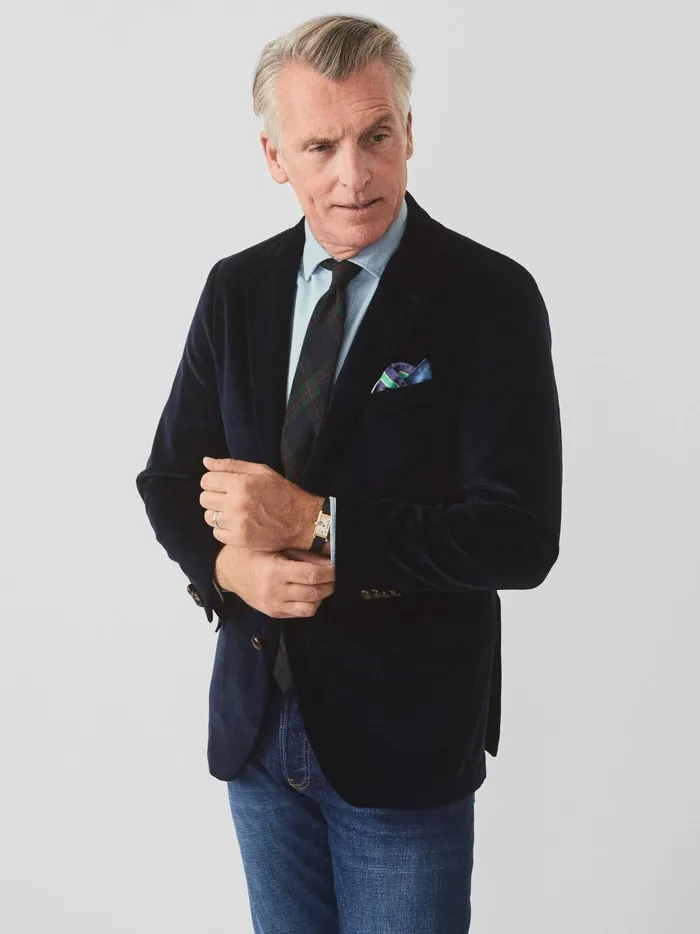Suffolk Corduroy Sport Coat Dark Navy Men JMcLaughlin Jackets and Outerwear