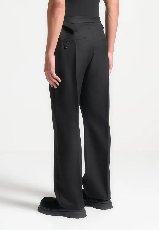 Suits Men Manire De Voir Relaxed Fit Textured Pleated Tailored Trousers Black