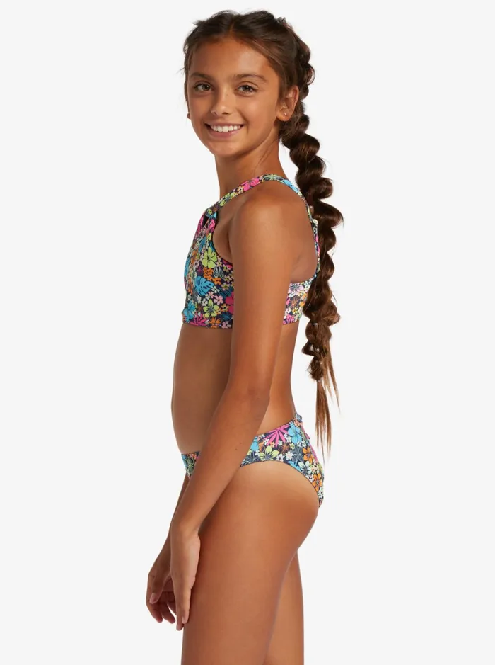 Swim Women Roxy Girl039s 416 Daisy Mood Two Piece Crop Top Bikini Set For Girls Mood Indigo Tropical Rays