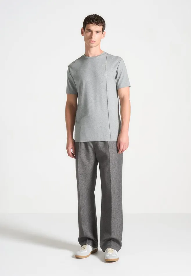 TShirts Men Manire De Voir ternel Regular Fit Cotton TShirt With Pintuck Grey