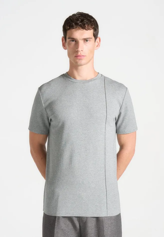 TShirts Men Manire De Voir ternel Regular Fit Cotton TShirt With Pintuck Grey