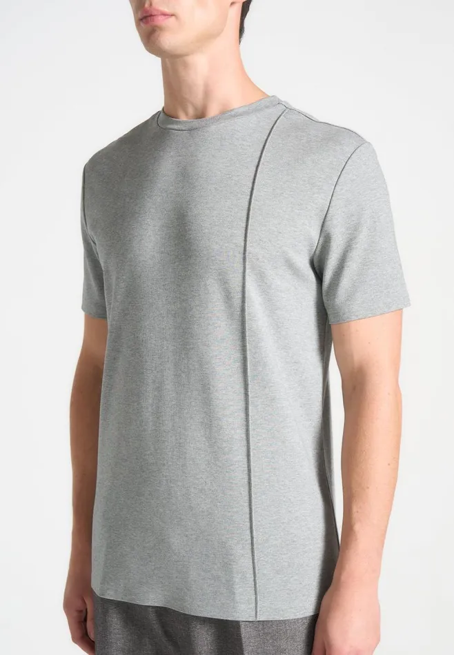 TShirts Men Manire De Voir ternel Regular Fit Cotton TShirt With Pintuck Grey