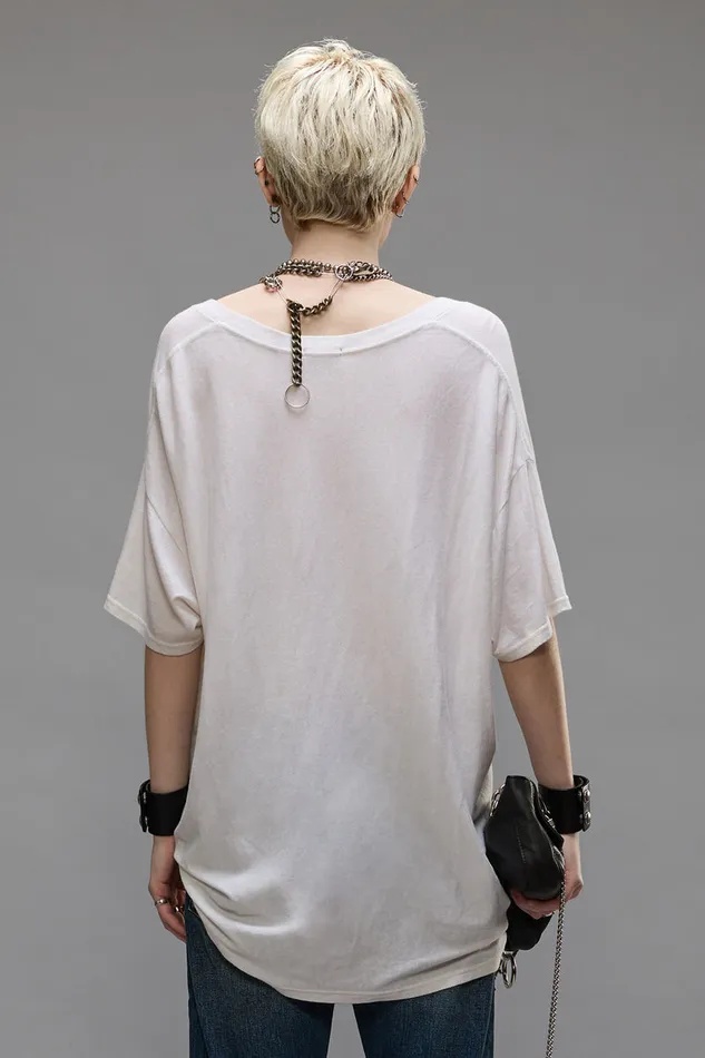 TShirts Women R13 Relaxed Cashmere VNeck 8211 White