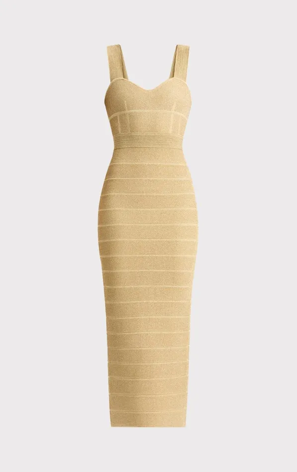 TEXTURED LUREX SWEETHEART GOWN Metallic Gold Women HERV LEGR Dresses TEXTURED LUREX SWEETHEART GOWN Metallic Gold Women HERV LEGR Dresses