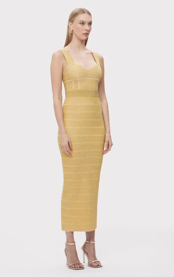 TEXTURED LUREX SWEETHEART GOWN Metallic Gold Women HERV LEGR Dresses TEXTURED LUREX SWEETHEART GOWN Metallic Gold Women HERV LEGR Dresses