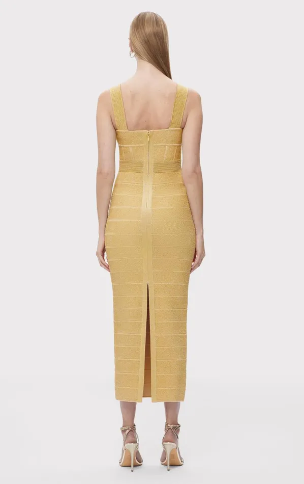 TEXTURED LUREX SWEETHEART GOWN Metallic Gold Women HERV LEGR Dresses TEXTURED LUREX SWEETHEART GOWN Metallic Gold Women HERV LEGR Dresses