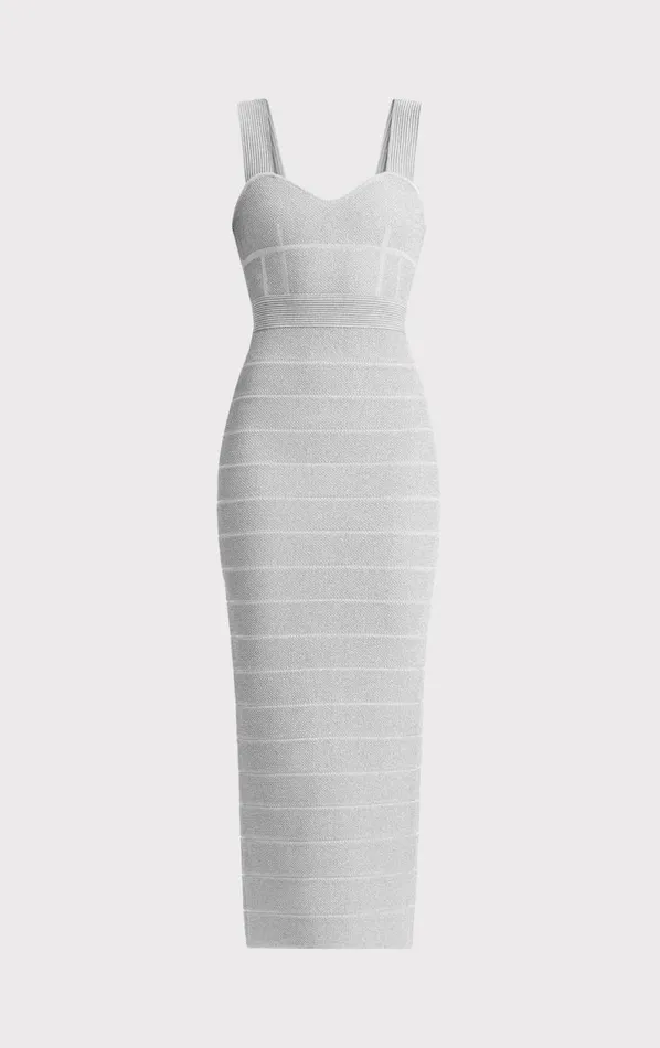 TEXTURED LUREX SWEETHEART GOWN Metallic Silver Women HERV LEGR Dresses TEXTURED LUREX SWEETHEART GOWN Metallic Silver Women HERV LEGR Dresses