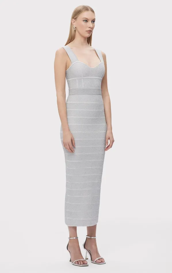 TEXTURED LUREX SWEETHEART GOWN Metallic Silver Women HERV LEGR Dresses TEXTURED LUREX SWEETHEART GOWN Metallic Silver Women HERV LEGR Dresses