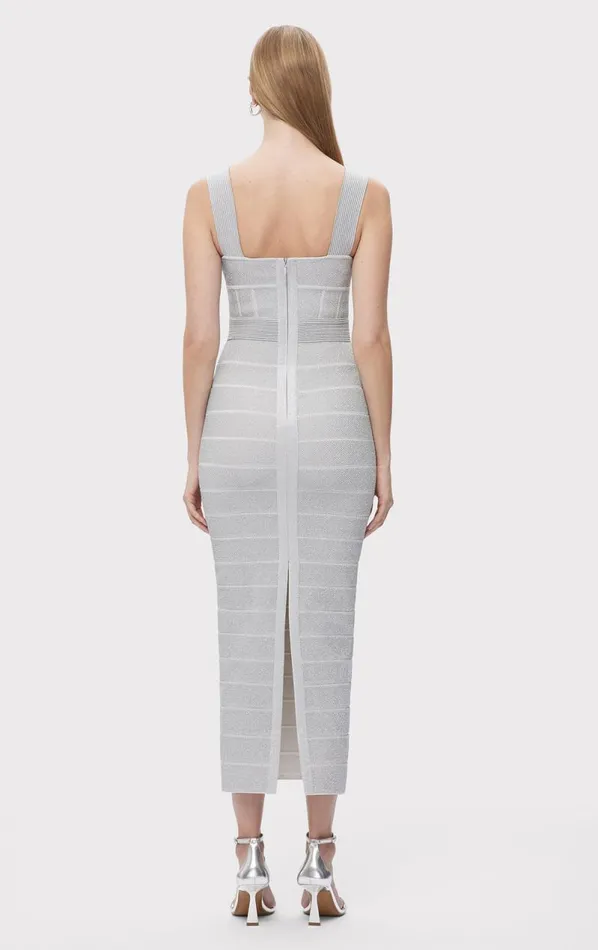 TEXTURED LUREX SWEETHEART GOWN Metallic Silver Women HERV LEGR Dresses TEXTURED LUREX SWEETHEART GOWN Metallic Silver Women HERV LEGR Dresses
