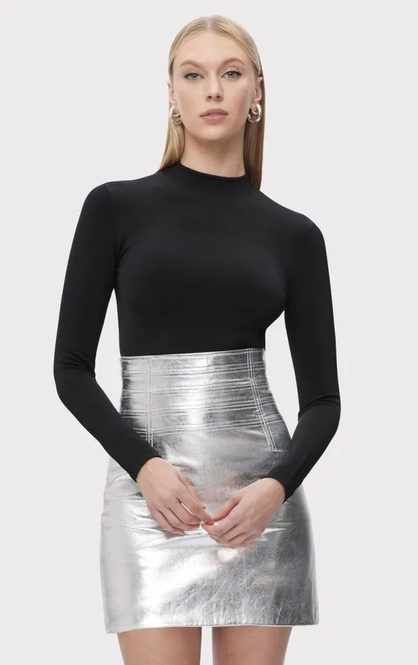 THE CLARA SKIRT Silver Foil Women HERV LEGR Bottoms THE CLARA SKIRT Silver Foil Women HERV LEGR Bottoms